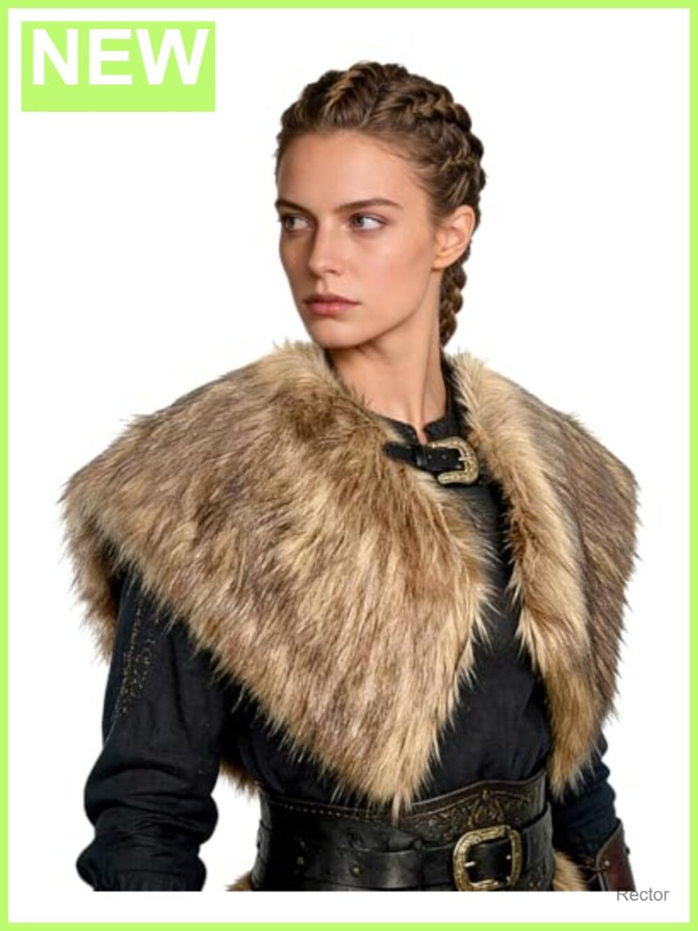 Women's Viking Faux Fur Shawl Collar Medieval Cape Wrap